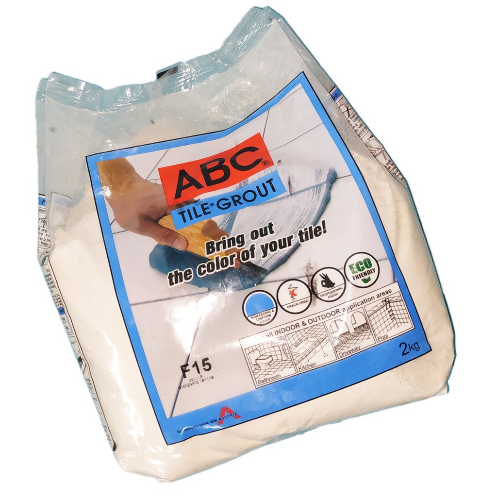 ABC TILE GROUT F15 WHITE (2 KILOS) | Shopee Philippines