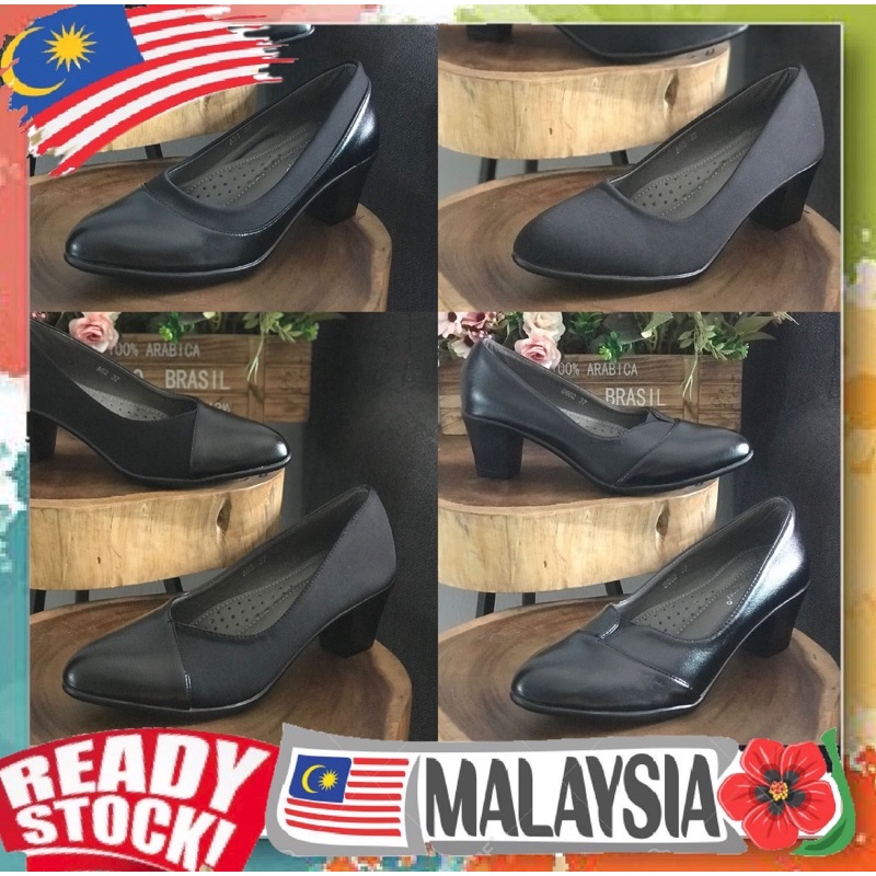 Jovanni Quality Professional Rounded Heels Formal Black Shoes Kasut