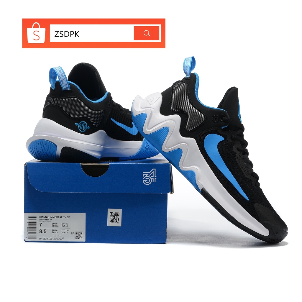 100 Original Nike Giannis Immortality 2 Black Blue Sports Basketball Shoes For Men Shopee
