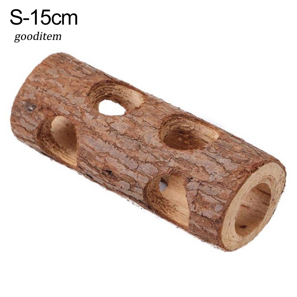 GDTM_Pet Hamsters Mouses Wood Tunnel Tube Hollow Tree Trunk Teeth Grinding Chew Toy