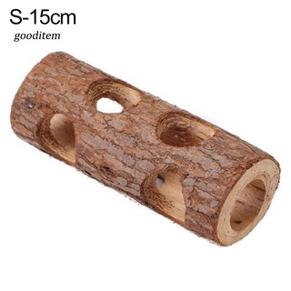 GDTM_Pet Hamsters Mouses Wood Tunnel Tube Hollow Tree Trunk Teeth Grinding Chew Toy #2