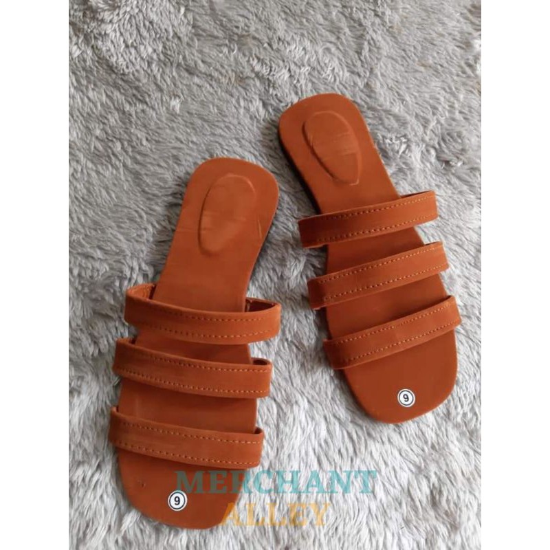 Three Strip Gamusa Flat Sandals For Women Marikina Flat Sandals For ...