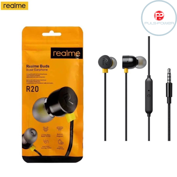 Realme Earphone Double Speaker 3.5MM Dual Drive Stereo Earbuds with Mic Wire Control Wired 