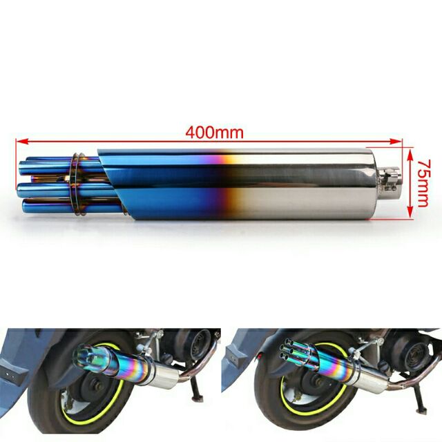 New Gatling Gun Motorcycle Rotated Muffler Pipe Exhaust Gas Driven Tip