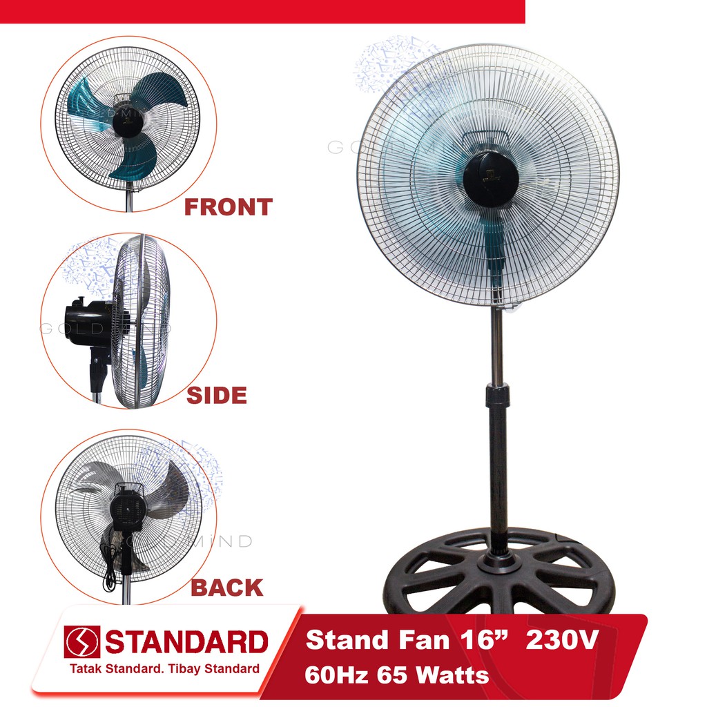 Standard Electric Fan Stand Fan 16 inches (Metal Fan Blade) Yellow