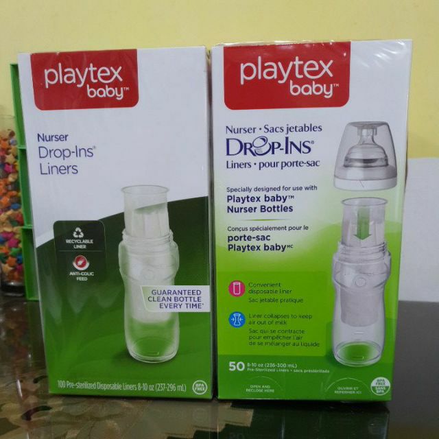 PLAYTEX NURSER DROP Insert Liners for Nurser Bottles 8-10 oz 100