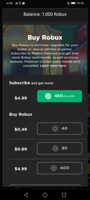 Roblox Robux Prices With Premium Alivromaniaca - how much robux is in 40