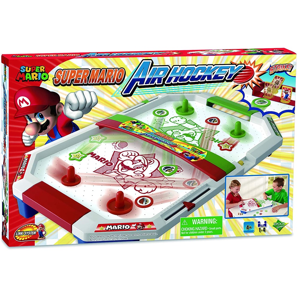 Epoch Games Super Mario Air Hockey, Tabletop Skill and Action Game with