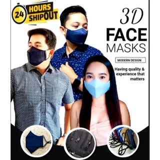 3D Face Mask | Washable 3ply | Water Resistant Fabric | Nonwoven filter inside