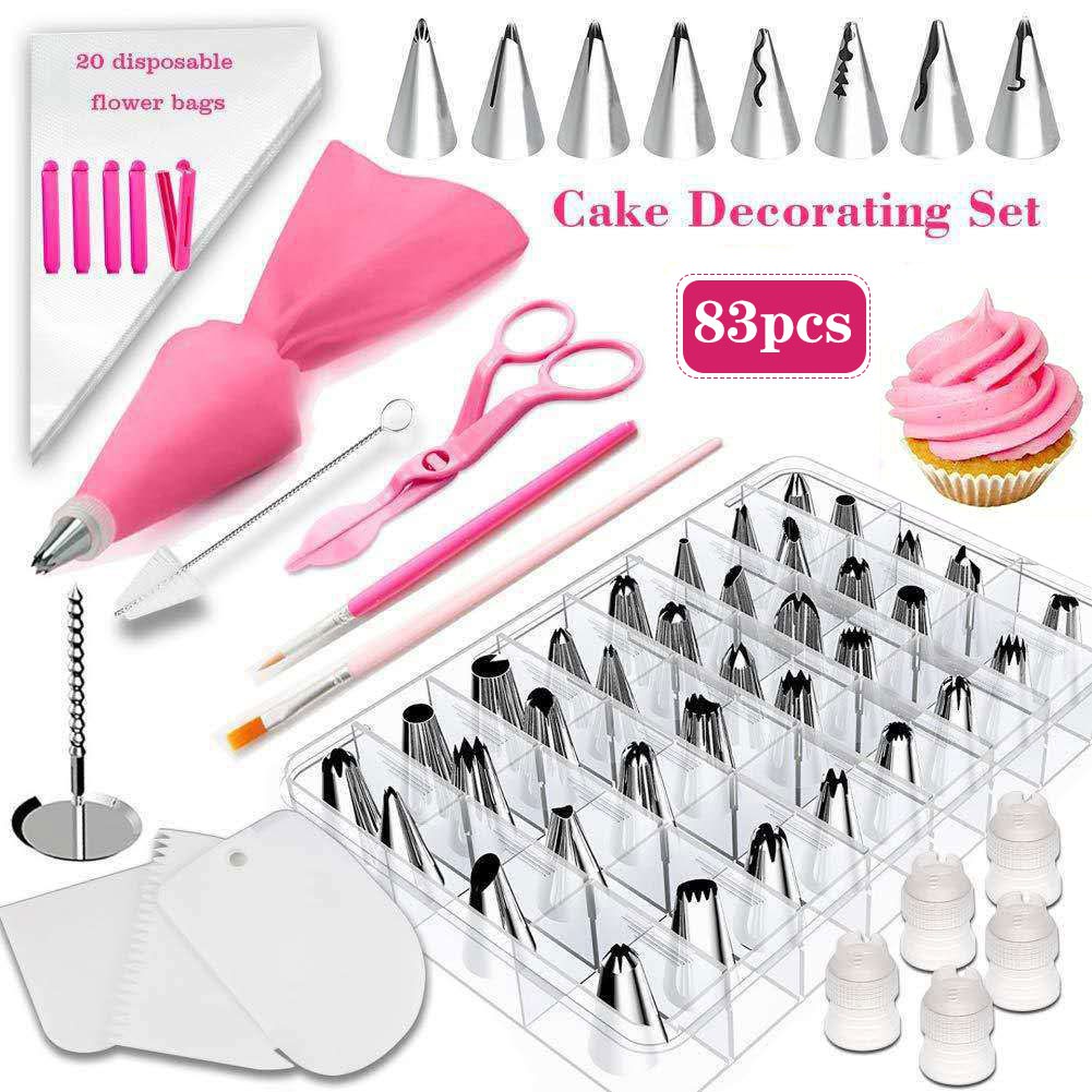 83pcs Cake Decorating Set Baking Supplies Icing Tips Frosting Tools