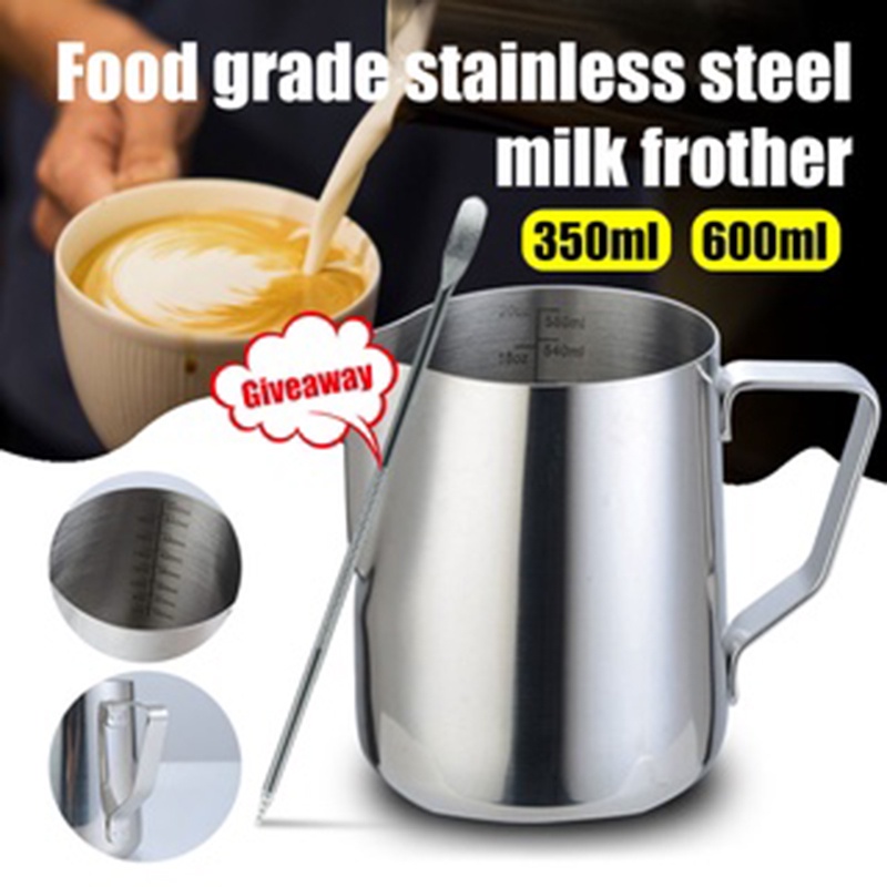 350ml/600ml Milk Frothing Jug Coffee Frothing Pitcher 304 Stainless