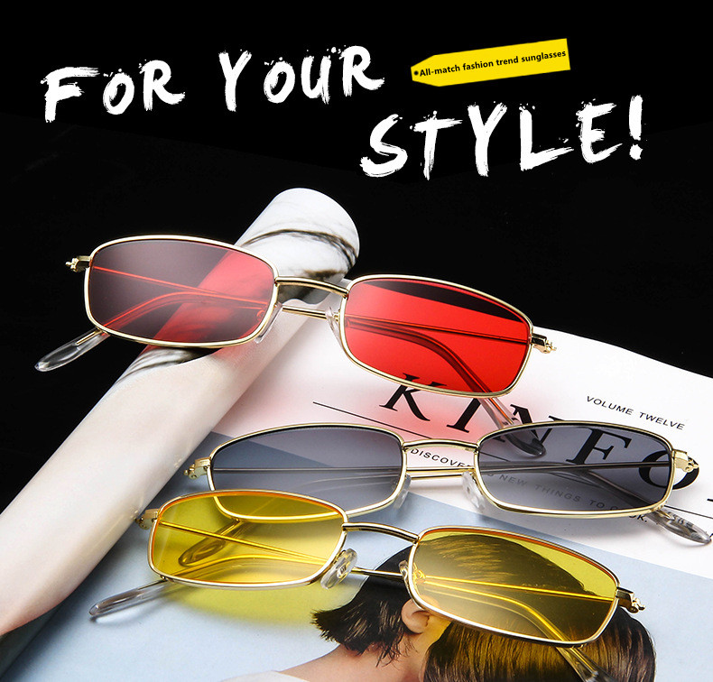 Korean Retro Small Rectangle Frame Sunglasses Women Ulzzang Eyewear