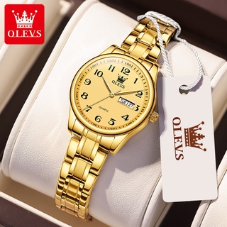 OLEVS Watch For Women Gold Silver Woman Waterproof Original With Box Relo Quartz Analog Stainless Steel Calendar Fashion Num Dial Leather Wrist Womens Watches