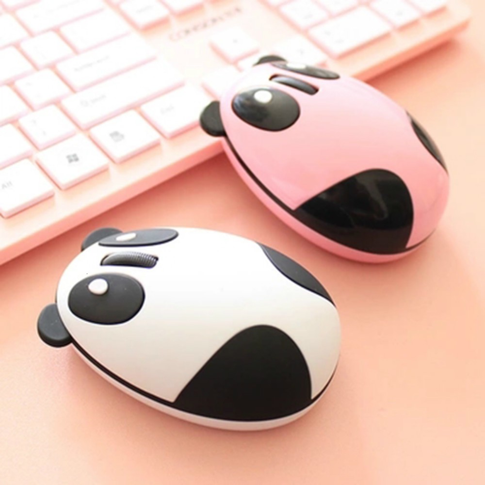 Silent Wireless Rechargeable Mouse Optical Ergonomic Computer Mice Cute Panda Shape Pink Usb