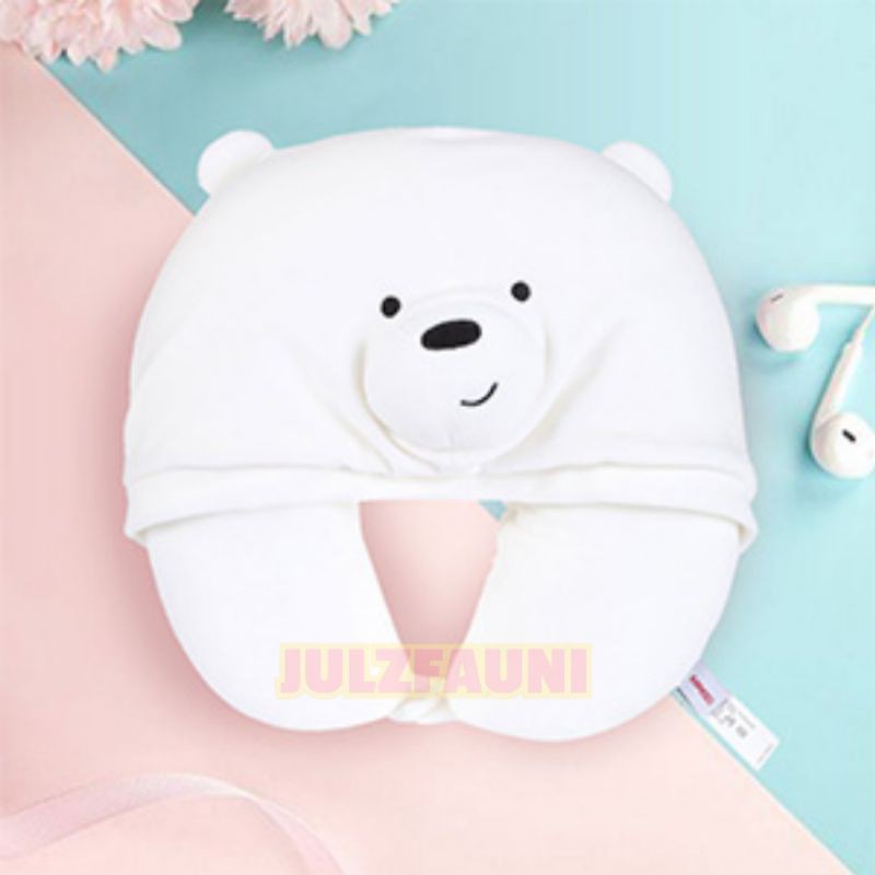 ORIGINAL WE BARE BEARS U SHAPED NECK PILLOW WITH HOOD ICE BEAR GRIZZ OR PAN PAN Shopee