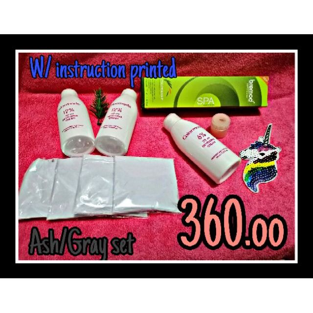 Ash Gray hair color set (Bleach,developer,colorant,keratin treatment