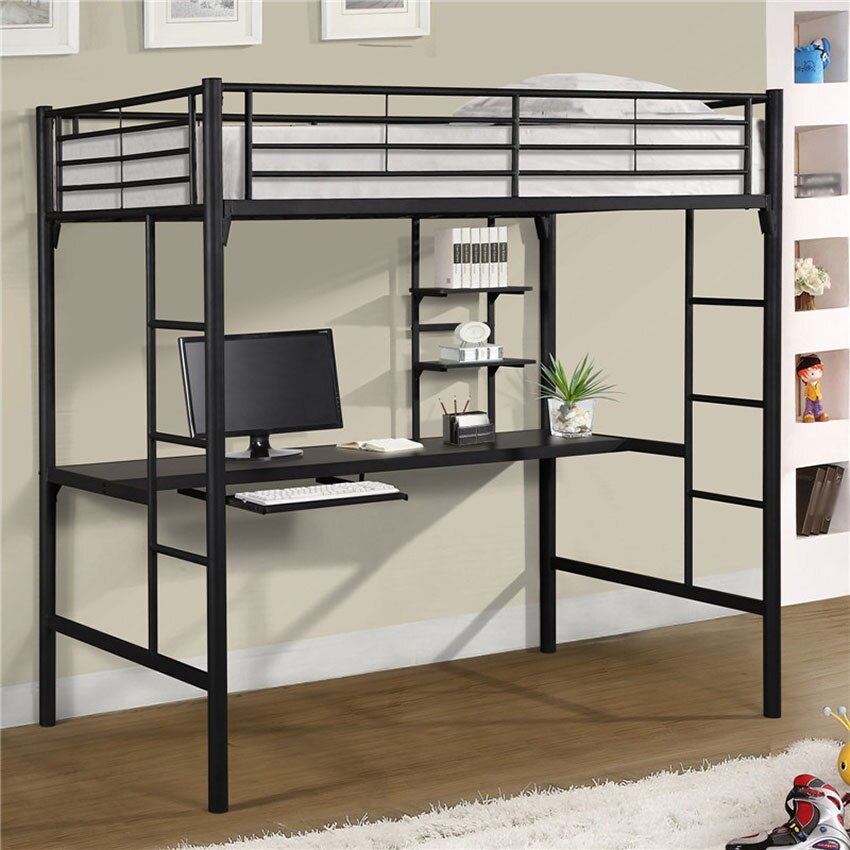 Space Saving Bunk Bed Student Dormitory, Student Loft Bed With Desk