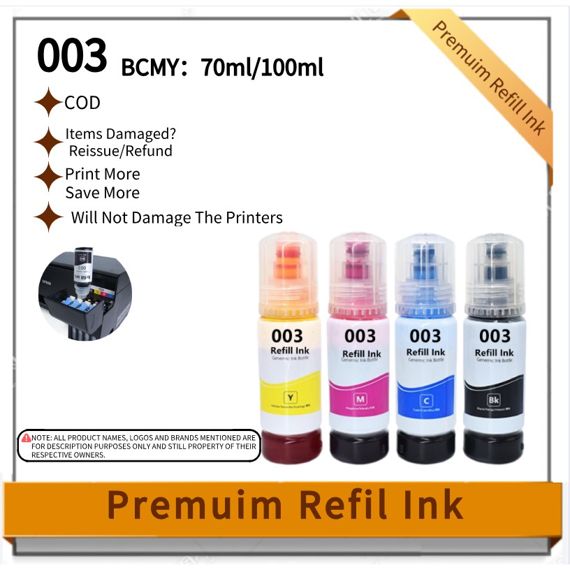 Epson Refill Ink 003 Black Refill Ink Dye Ink For L3110 L3150 L3180 L Series Pritner 70ml 2750
