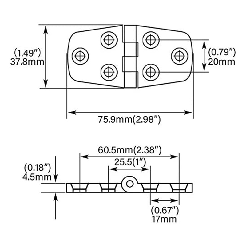 2Pcs Marine Hinges 3x 1.5 Inch Stainless Steel Heavy Duty Hinges Boat Butt Door Cupboard Hinge Cabinet Hatch Hardware