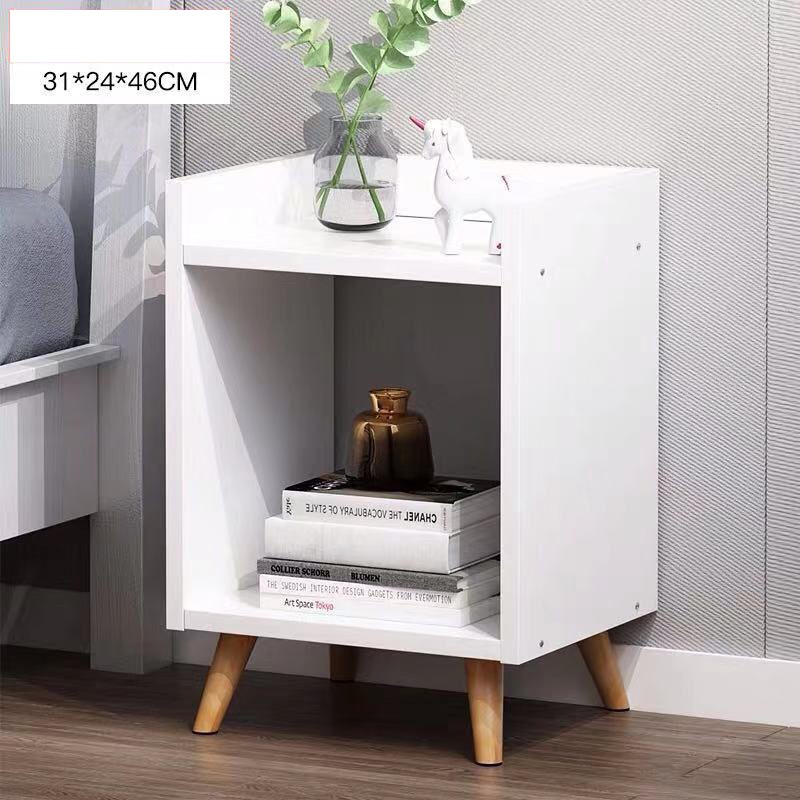 Ikloo minimalist  laminated white bedside  table side  table 