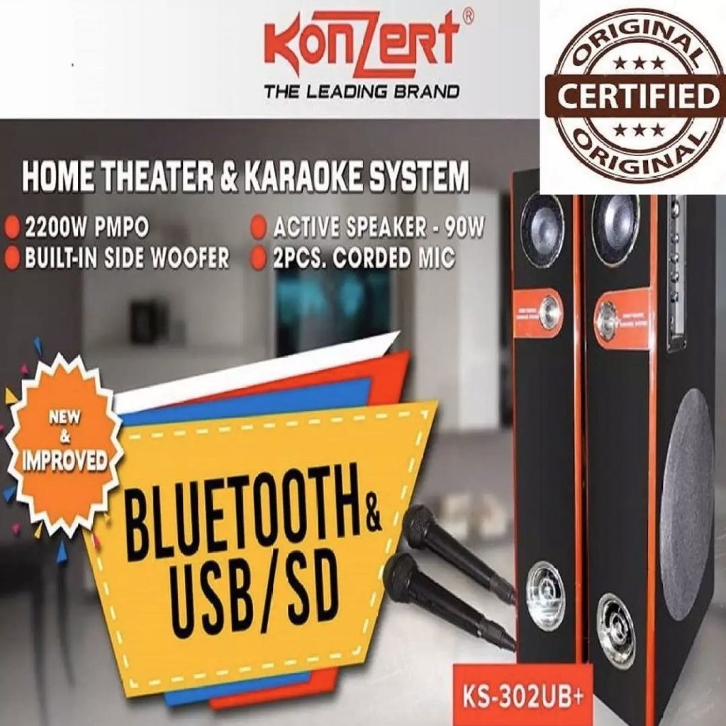 Konzert KS302UB Home Theater Karaoke Speaker Audio System Set with