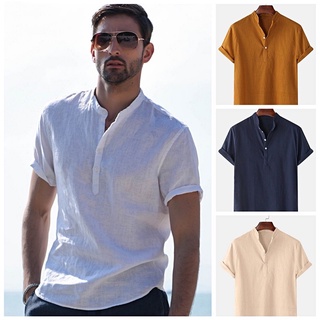 4COLOUR Chinese collar men's short-sleeved cotton shirt polo shirt #9