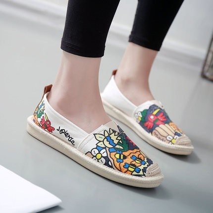 Espadrille Sneakers for Women Hollow Canvas Casual Flats Classic Slip-On Comfortable Shoes 