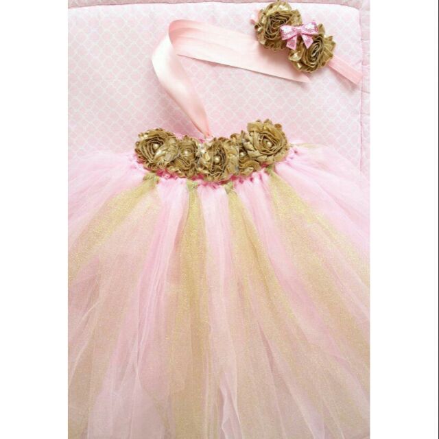 pink and gold baby dress