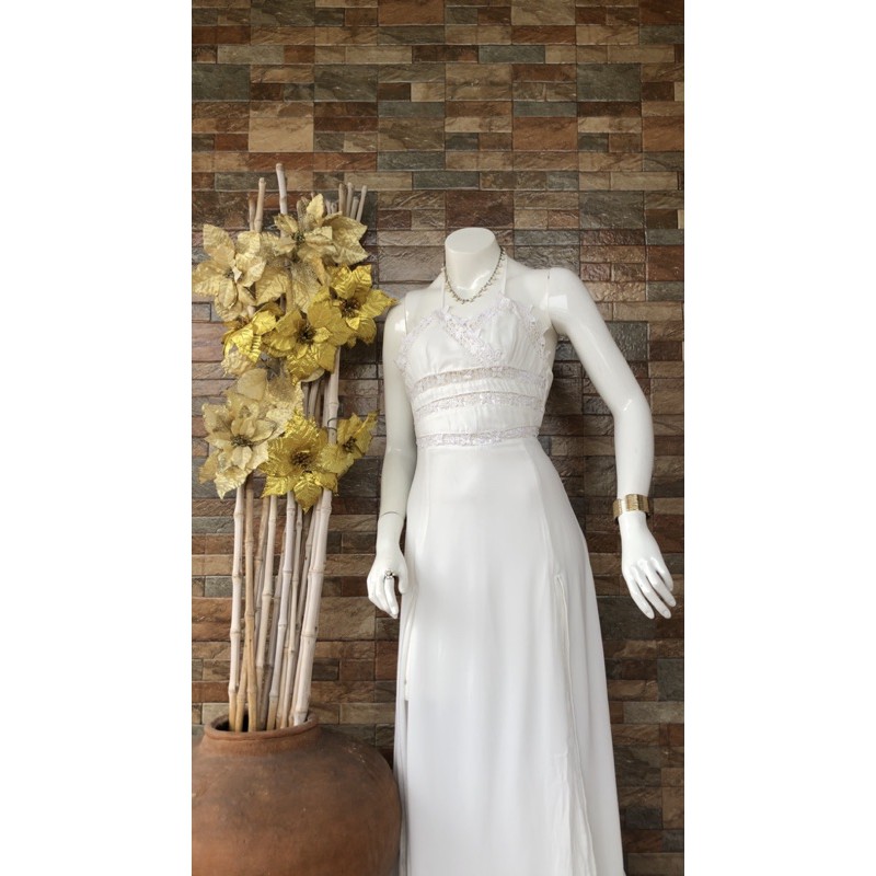 double slit white dress