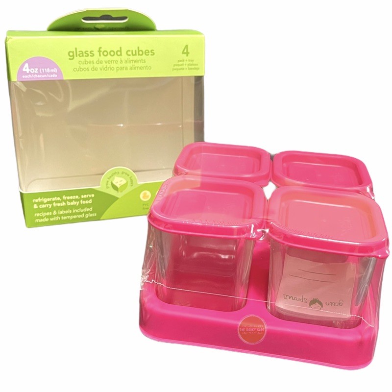 Green Sprouts Baby Food Container Glass Stograge Freezer Safe Cube
