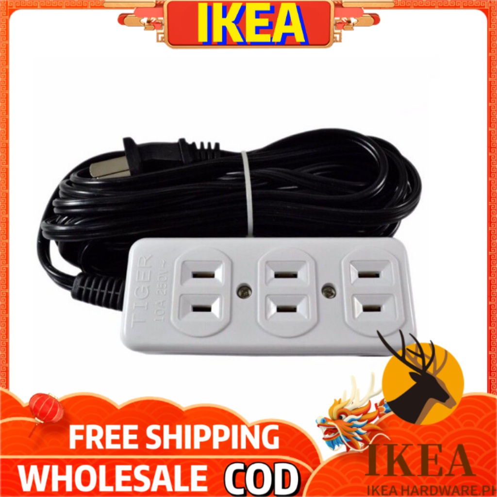 COD IKEA 3Gang Eco Extension Cord Set 5 Meter Wire WEE003 Shopee