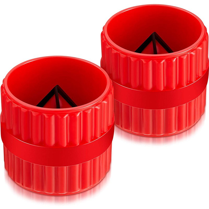 2PCS Red Inner-Outer Reamer and Tube Deburring Reamer Tubing Chamfer Tool for PVC PPR Copper Brass Aluminum s