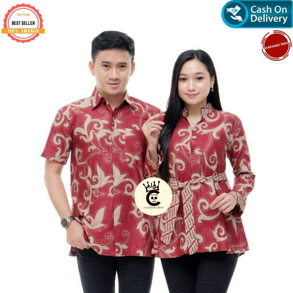 HITAM MERAH Modern Ori Ndoro Family Couple Batik Dress Alman Red Blue ...