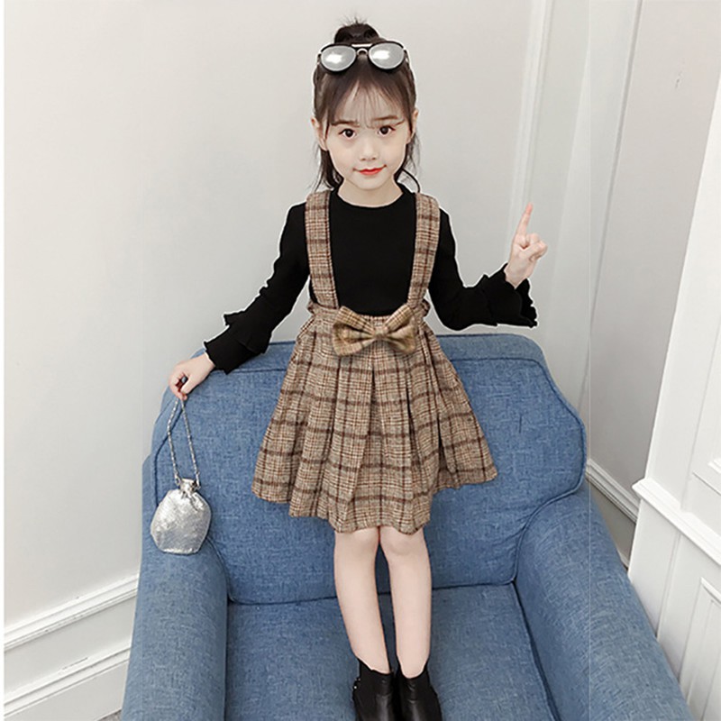 Child Girls Kids Dress Top Skirt Long Sleeve 2-6Y Baby Party 1-Piece ...