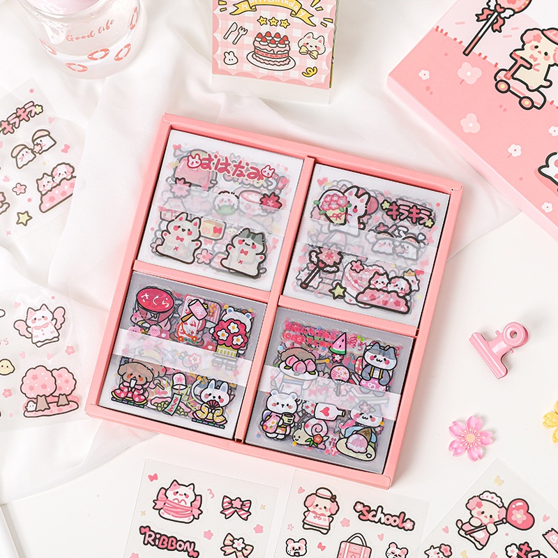 100pcs Zoo Sakura Manor Pvc Sticker Gift Box Cute Cartoon Hand Account ...