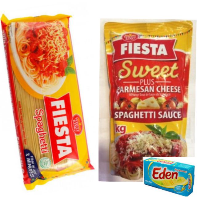 Fiesta Spaghetti Pasta and Spaghetti Sauce 800g-1kg each with Eden Cheese  165g | Shopee Philippines