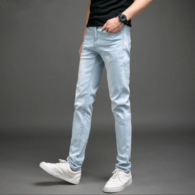 Light blue Jeans For Men Skinny Stretchable Pants | Shopee Philippines