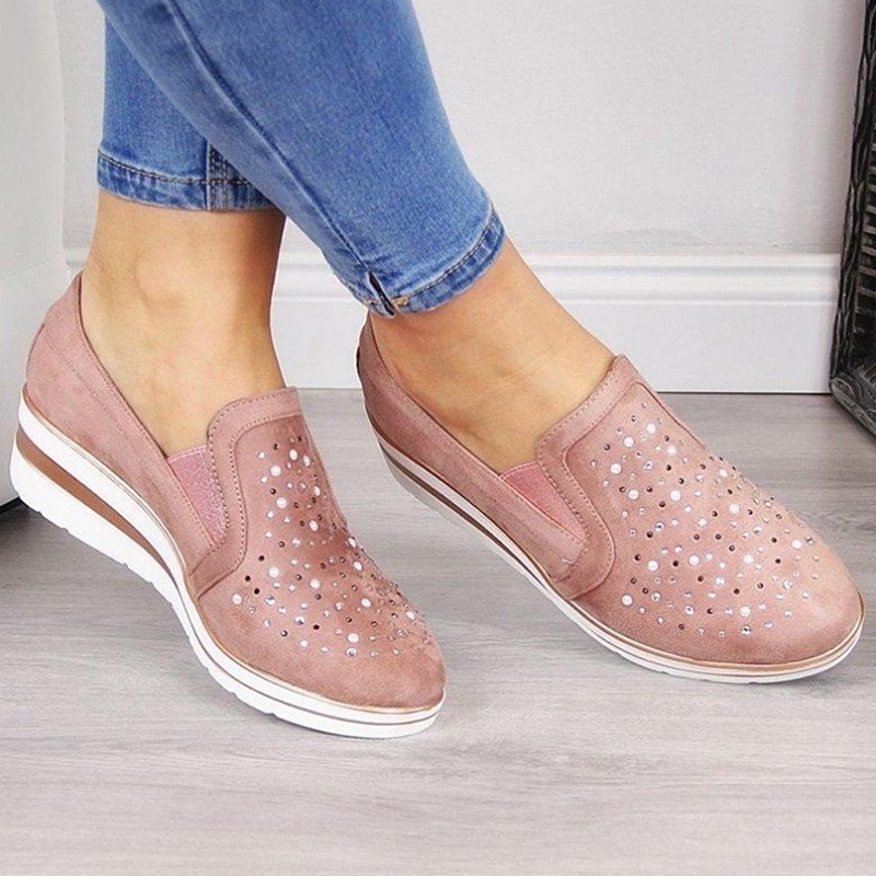 ladies blue wedge shoes