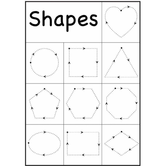 TRACING SHAPES LAMINATED A4 SIZE EDUCATIONAL CHART LAMINATED | Shopee ...