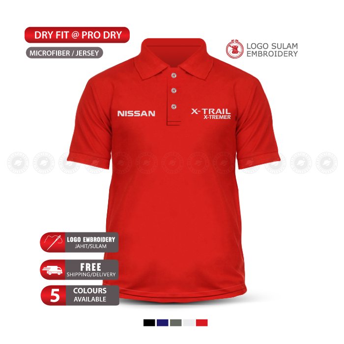 Microfiber Polo T-Shirt Sulam Nissan X-Trail X-Tremer Petrol Engine Baju Lelaki New Cotton Fashion Embroidery Jahit Tee - Image 2