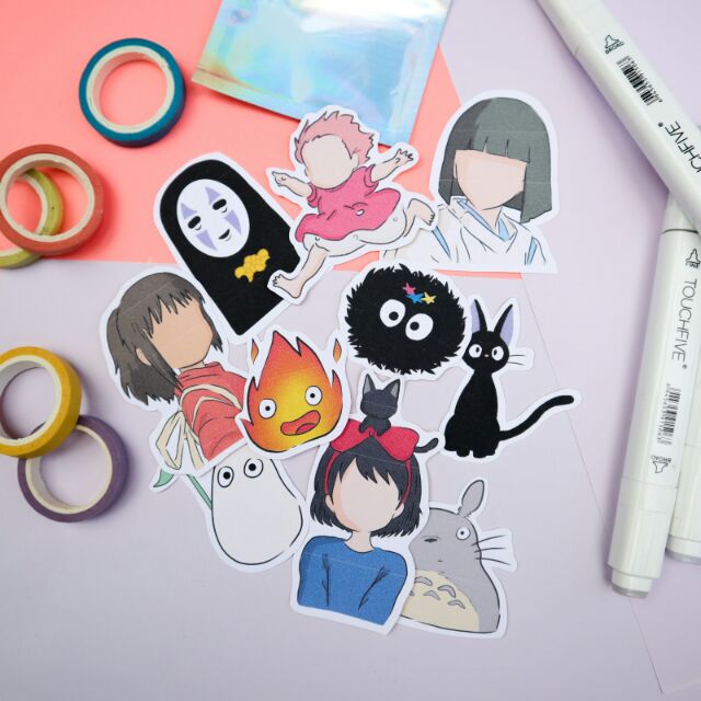 10pcs studio ghibli sticker pack glossy matte transparent
