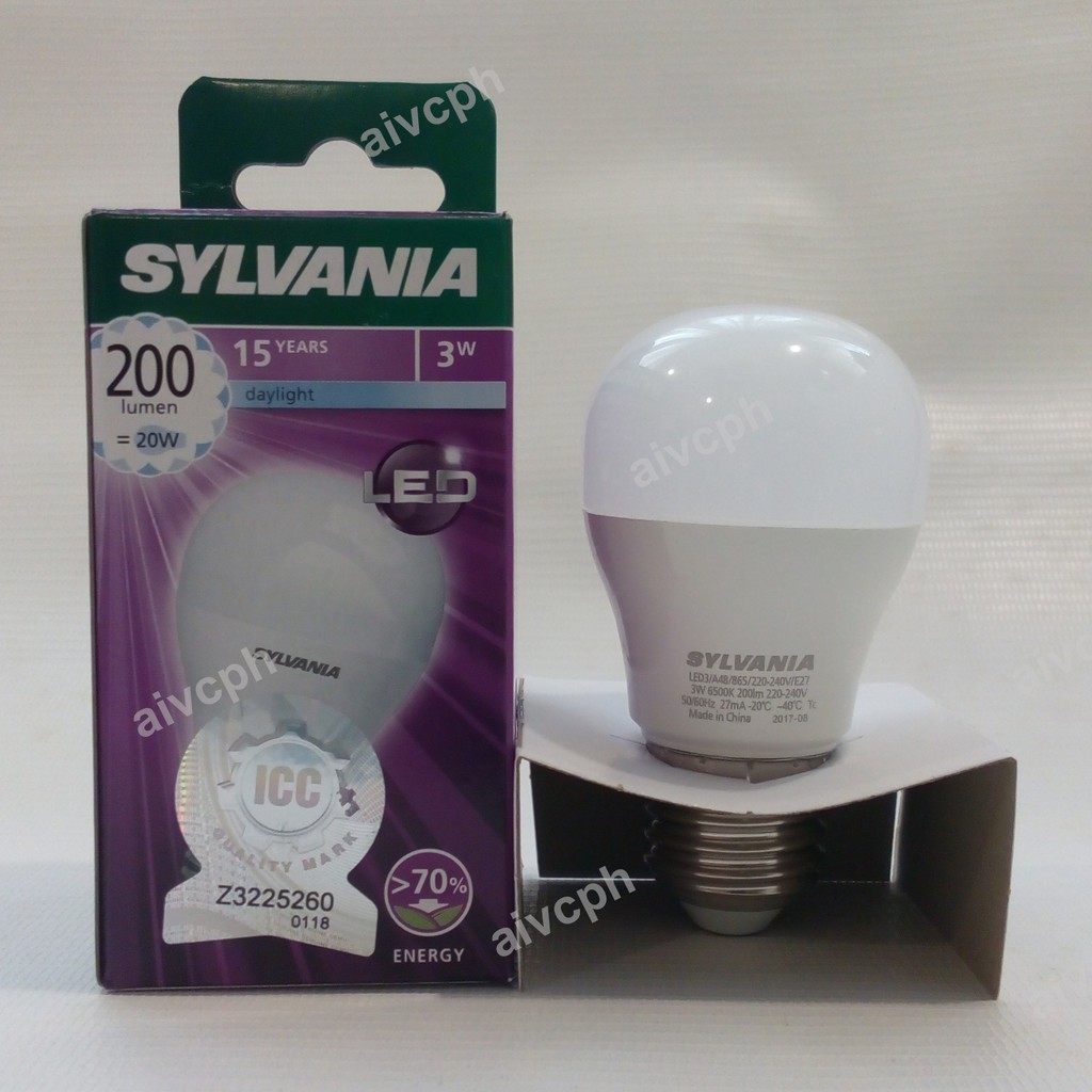 Sylvania Led Bulb 3w Daylight Dl 6500k 2 240v E27 8 Basic Plus Light Shopee Philippines