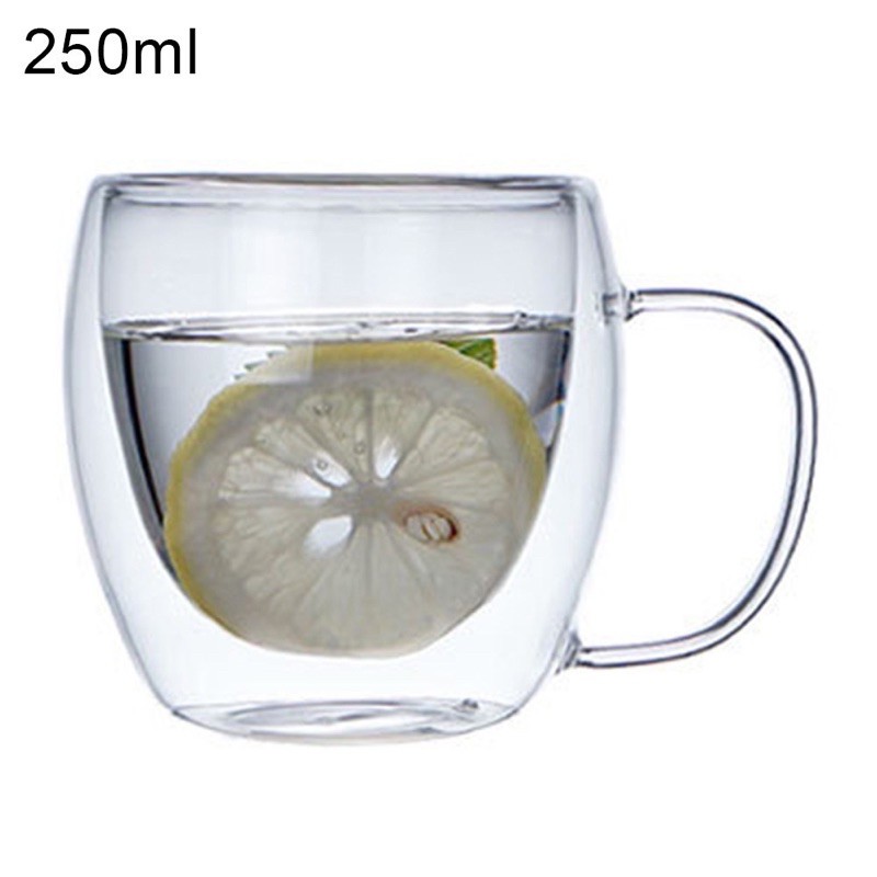 Clear double wall glass with handle 250ml Shopee Philippines
