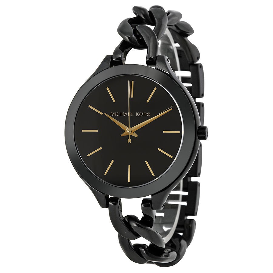 michael kors black slim runway watch