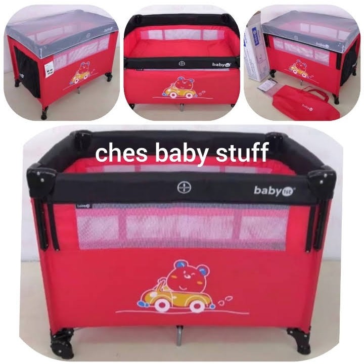 BABY 1st space saver playpen / crib / cot with adjustable side railing