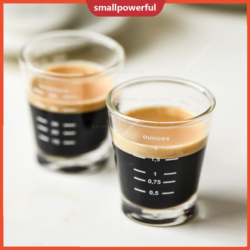 SMA Pyrex coffee cup shot twice, one shot, an espresso coffee cup, a