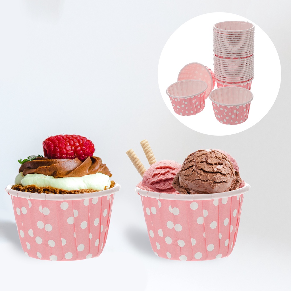 50pcs Useful Dessert Bowls Ice Cream Paper Bowls Disposable Paper Cups