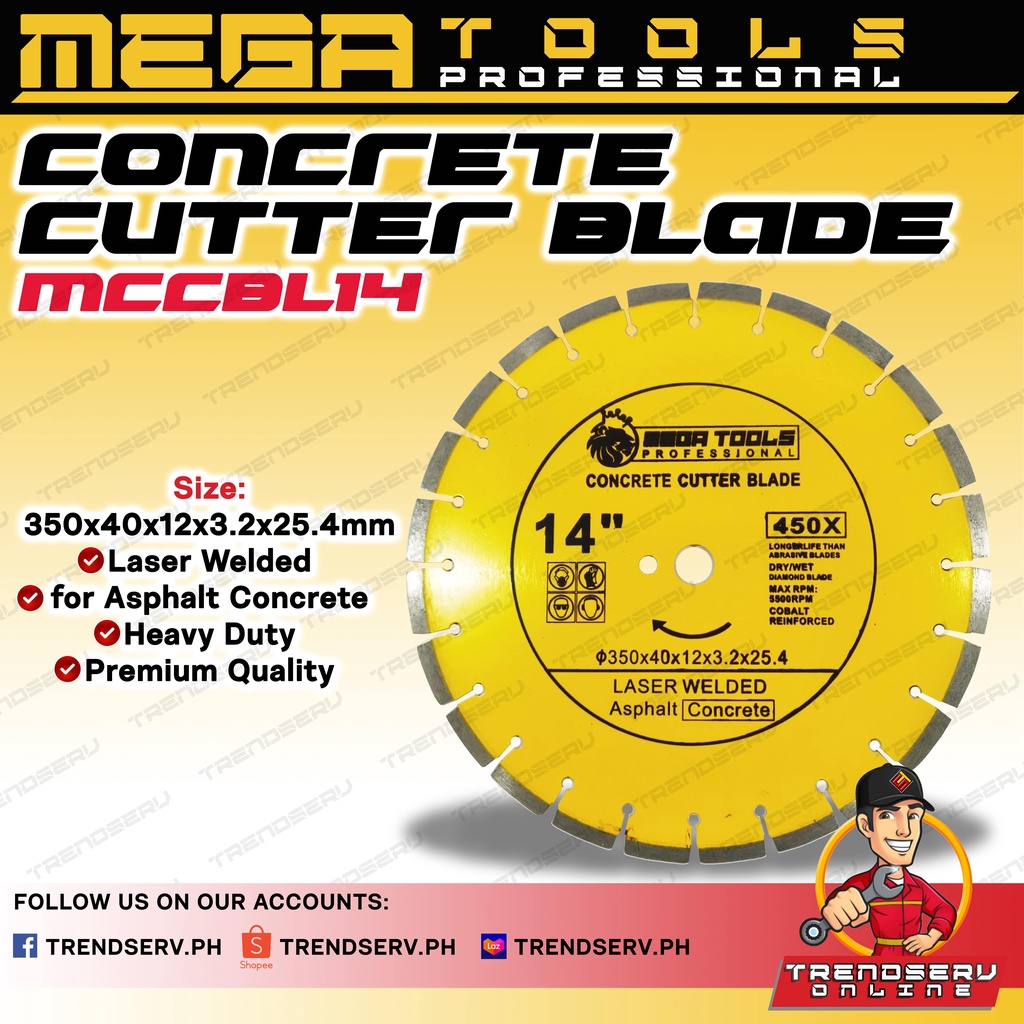 MEGA Concrete Cutter Blade 14" Laser Welded Shopee Philippines
