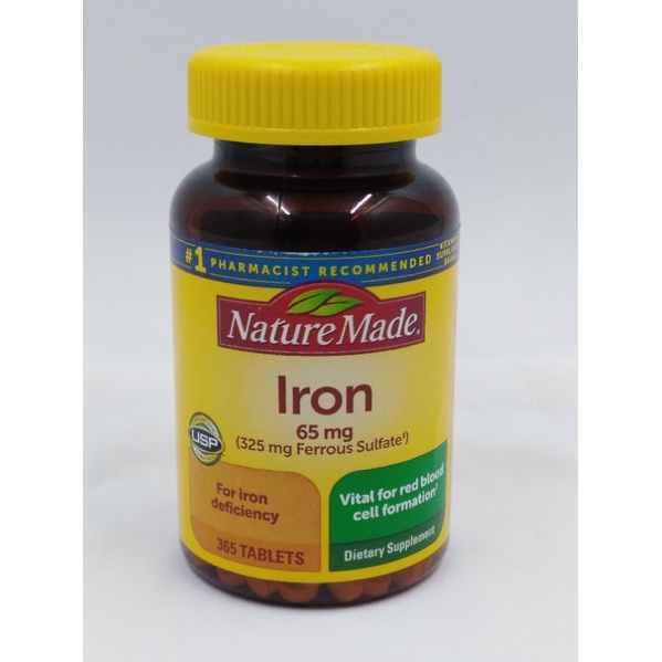 Nature Made IRON 65 mg (Ferrous Sulfate 325 mg) 365 Tablets | Shopee ...