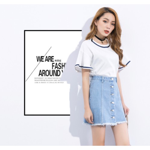 H56602 Light Blue New Arrival Skirts Fashionable Denim Maong Skirt 